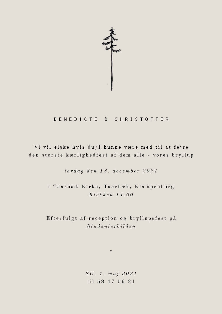Invitationer - Benedicte & Christoffer bryllupsinvitation